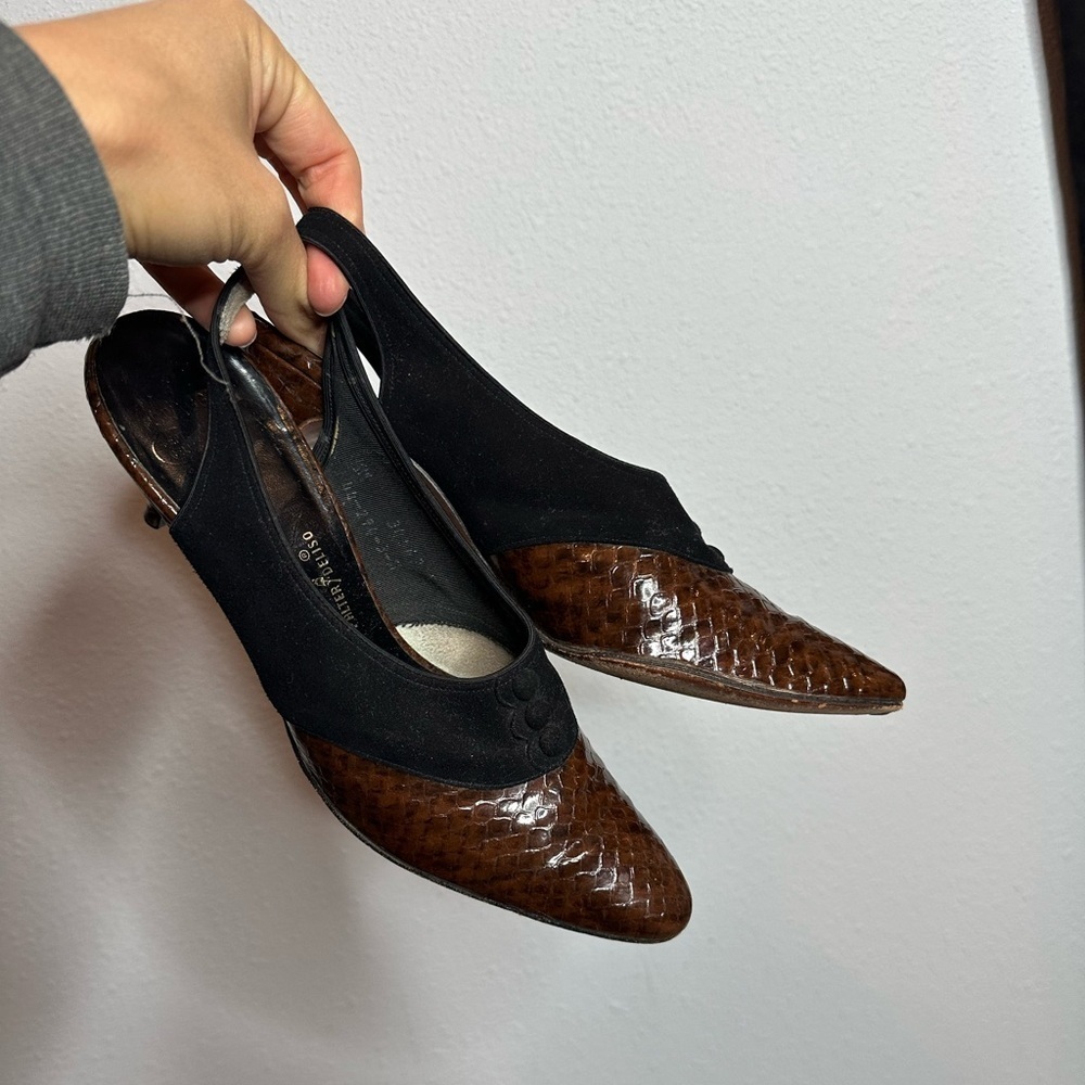 Elegant Brown Slingback Women's Shoes vintage size 7